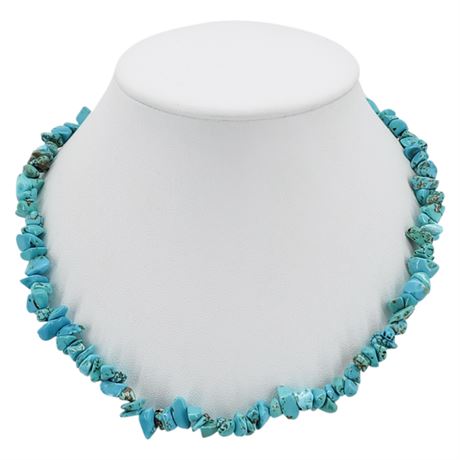 Vtg Polished Turquoise Nugget Necklace