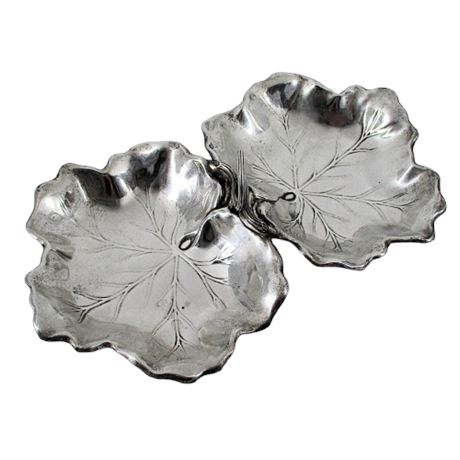 REED & BARTON Sterling Silver Double Leaf Bonbon Dish ~ 179 grams
