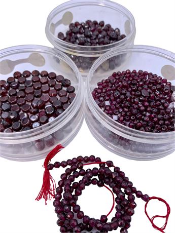 100s of Garnet Beads : Faceted, Polished, & Drilled