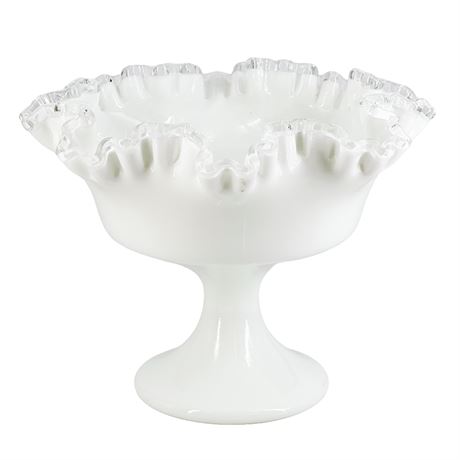 Vintage Silvercrest Fenton Milk Glass Compote Bowl