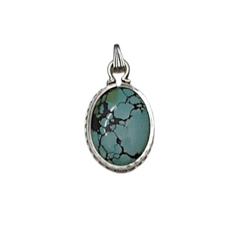 Small Turquoise Cabochon Sterling Silver Pendant