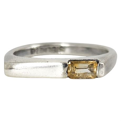 Signed Vintage Sterling Silver Citrine Ring, Sz 7