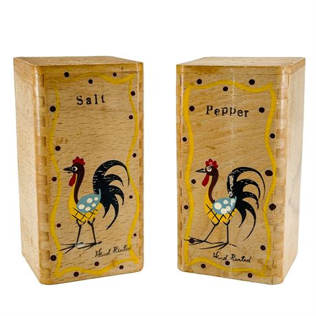 Pair of Vintage Farmhouse Wooden Salt & Pepper Shakers