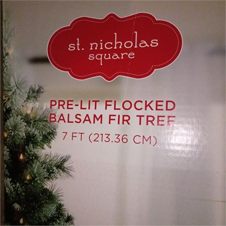 7 Foot Christmas Tree with Flocking and Pinecones