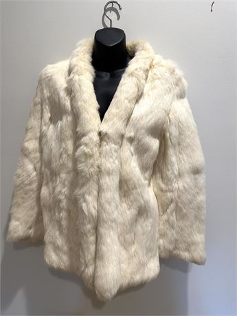 Vintage White Rabbit Fur Jacket Women's (M)