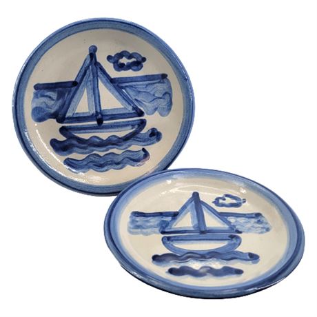 M.A. Hadley "Sailboat" Coasters, Set of 2