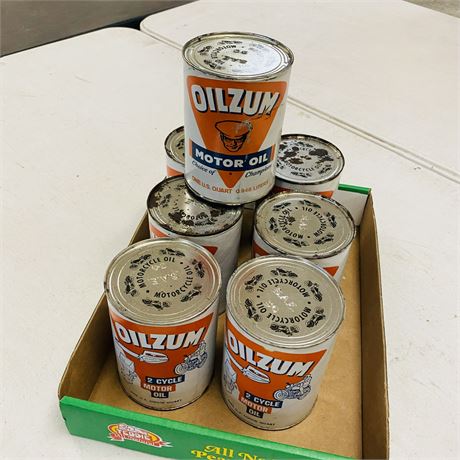 7 NOS Oilzum Quart Cans