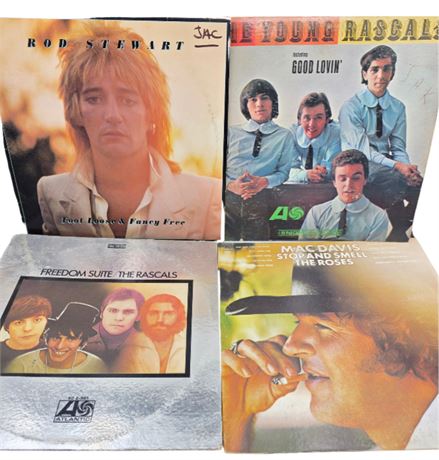 Lot of 4 VTG Records--Mac David, Rod Stewart, The Young Rascals
