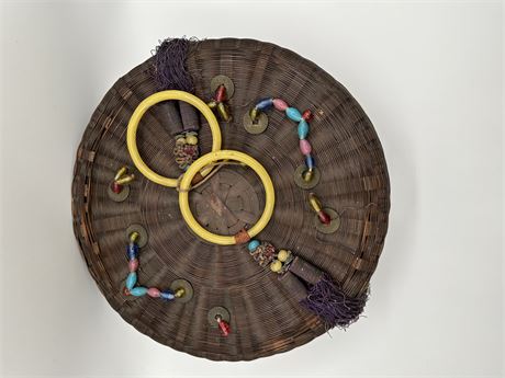 Antique Basket with Ornamental Beads