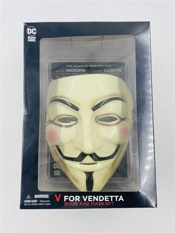 DC Black Label V For Vendetta Fawkes Mask + Book Set