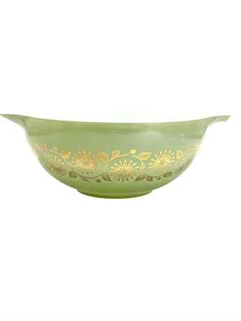 Vtg Pyrex Green Medallion Cinderella 2.5 Qt. Bowl