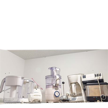 Kitchen Pantry Lot: White & Stainless Counter Appliances