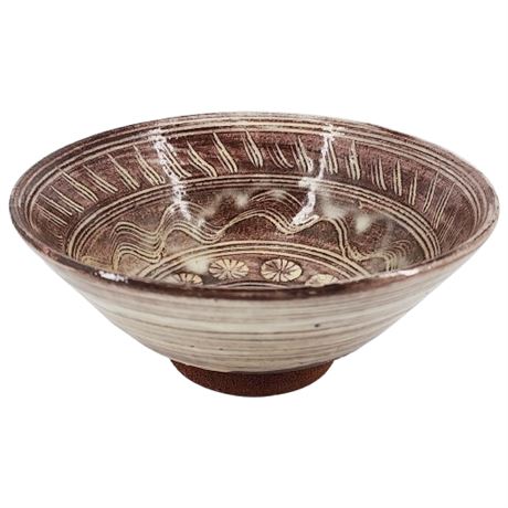 Vintage Hand Thrown Terra Cotta Pottery Bowl