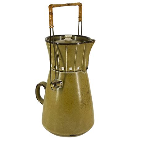 Vintage Kasuga Japanese Stoneware Teapot with Wrapped Handle