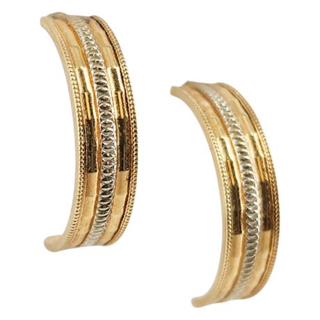 Vintage Signed Artcarved 14K Gold Semi-Circle Earrings