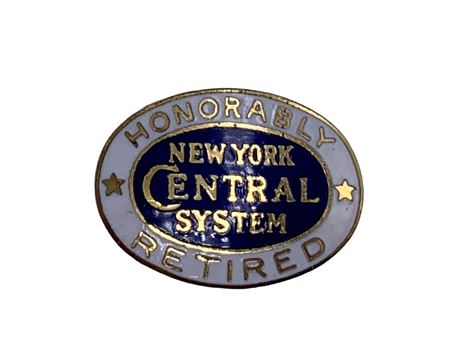 Vintage Railroad New York Central System Enamel “Honorably Retired” Hat Stud