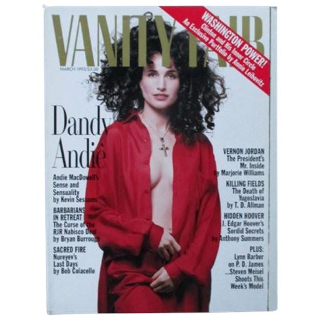 VTG Vanity Fair Magazine ANDIE MACDOWELL Cover ~ March 1993