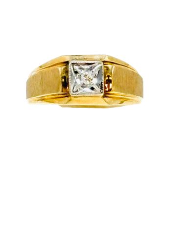 Vtg 10k Gold with .15 carat Diamond Men's Ring Size 9.5