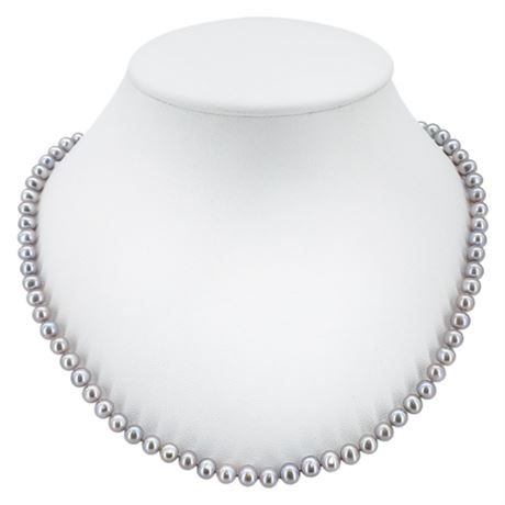 Signed HONORA Silver Freshwater Pearl Necklace w/ Sterling Clasp