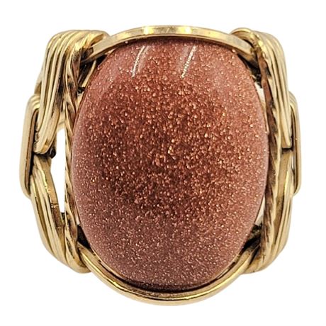 Gold Tone Goldstone Ring Size 5