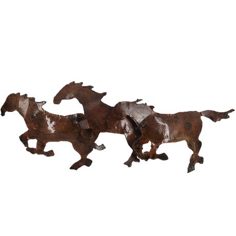 3D Brown Horse Metal Sculpture Wall Art