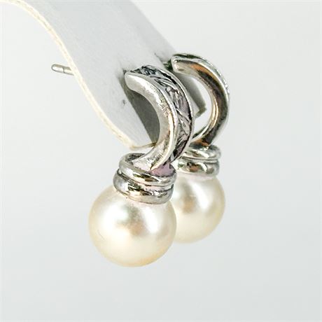 Vintage Silpada Sterling Silver & Faux Pearl Earrings
