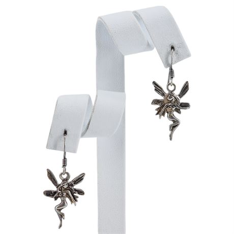 Vintage Sterling Silver Faerie Earrings