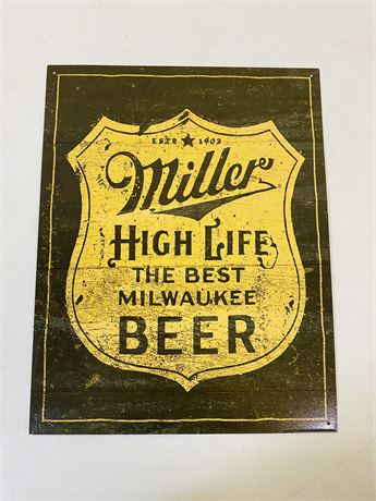12.5x16” Miller High Life Metal Sign