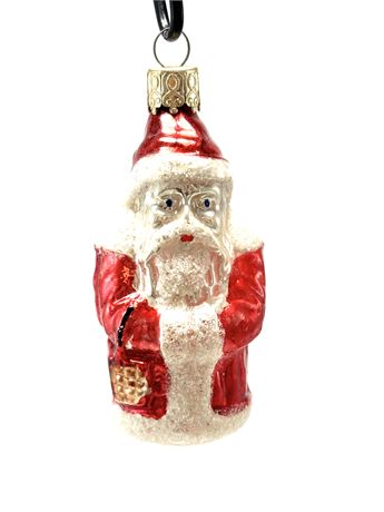 Vtg Mercury Glass West German Santa Flocked Beard