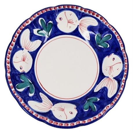 Solimene Vietri Campagna Pesce Blue Fish Rimmed Soup Bowl
