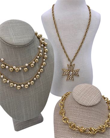 3 pc Lot of Designer Vintage Necklaces: Lisner