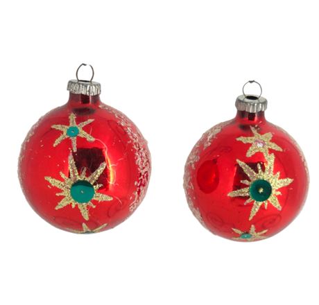 Two VTG Mica & Mercury Glass Ornaments