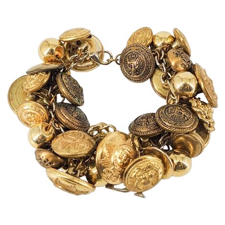 Vintage Handmade Brass Buttons Cha-Cha Bracelet
