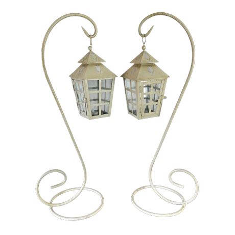 Pair of Decorative Candle Lanterns on Stands