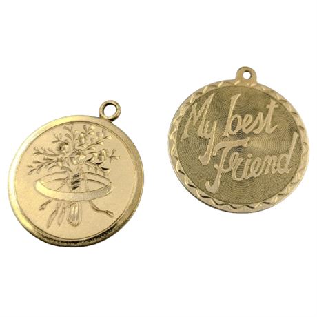 Pair Gold Tone Necklace Pendants