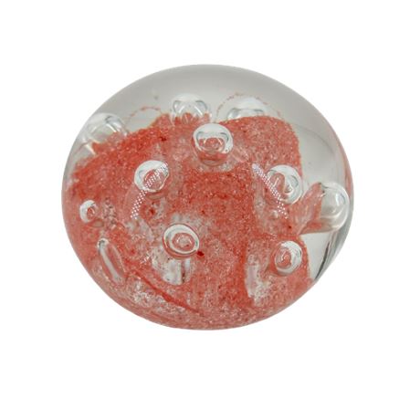 Hand Blown Art Glass Paperweight Clear & Red