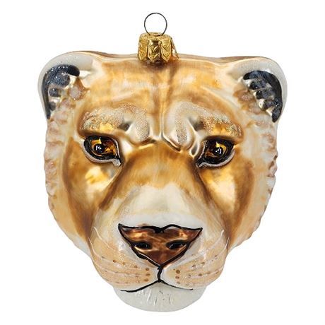 Slavic Treasures Poland Fine Blown Glass Lioness Head Ornament