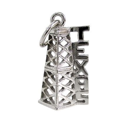 Sterling Silver TEXAS Oil Derrick Charm