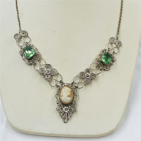 16g Antique Sterling Cameo Necklace