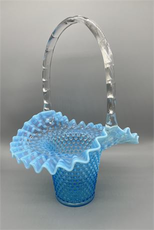 Fenton Larger Blue Hobnail Basket