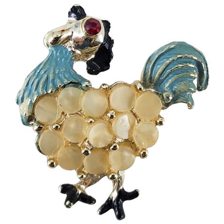Vintage Mother of Pearl Whimsical Rooster Brooch