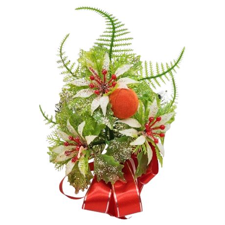 Vintage Plastic Greenery Christmas Corsage in Original Box