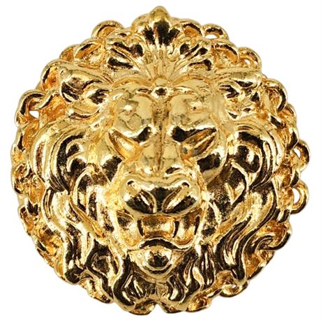 Vintage Anne Klein Gold Tone Lion Head Brooch