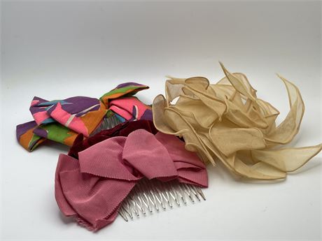 Vintage 4 lot hair comb bows