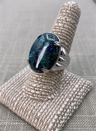 Fine Sterling Silver & 15+ Carat Chrysocolla Statement Ring