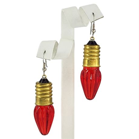 Vintage Red Christmas Light Bulb Earrings