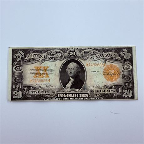 XF-AU 1922 $20 Gold Certificate