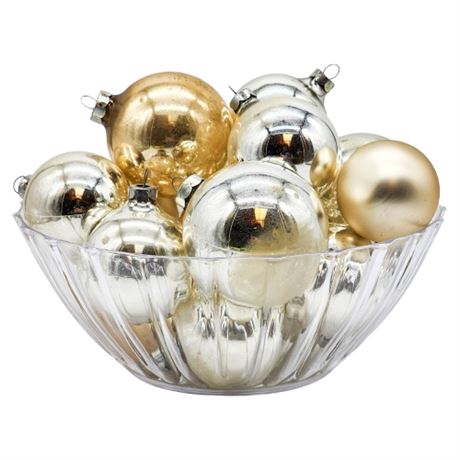Vintage Rauch & Unmarked Silver/Champagne Glass Bulb Ornaments