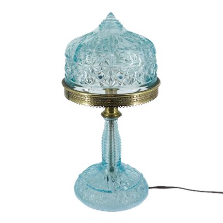 Fenton Daisy & Button Blue Art Glass Table Lamp