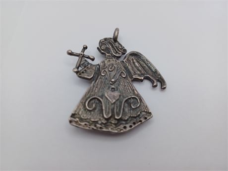 Sterling Silver Female Angel Vintage Pin/Pendant 18g